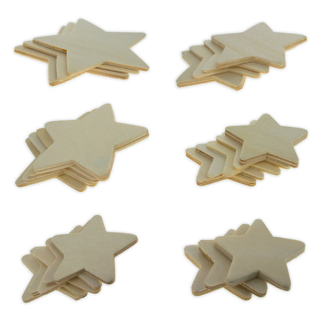 Set of 24 Unfinished Wooden Stars Cutout DIY Craft 4.7 Inches in Beige color Star
