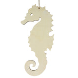 Unfinished Wooden Seahorse Shape Ornament Cutout DIY Craft 11.5 Inches in Beige color,  shape