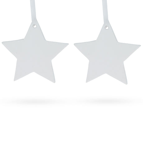 Set of 2 Blank Unfinished White Plaster Star Christmas Ornaments DIY Craft 3.9 Inches in White color, Star shape