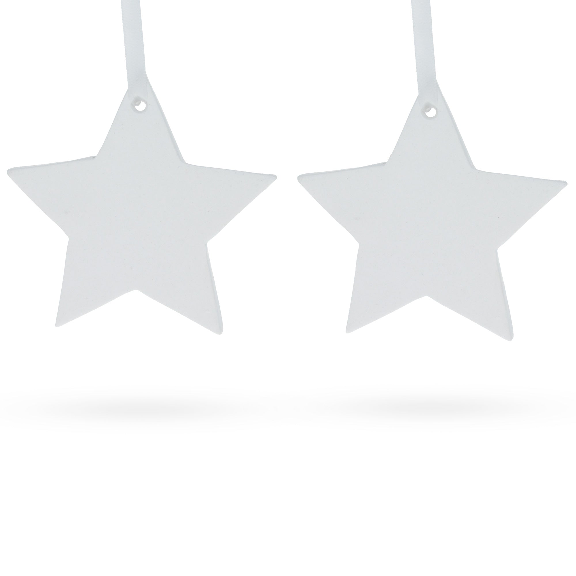 Set of 2 Blank Unfinished White Plaster Star Christmas Ornaments DIY Craft 3.9 Inches in White color Star