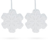Set of 2 Blank Unfinished White Plaster Snowflake Christmas Ornaments DIY Craft 3.6 Inches in White color, Star shape