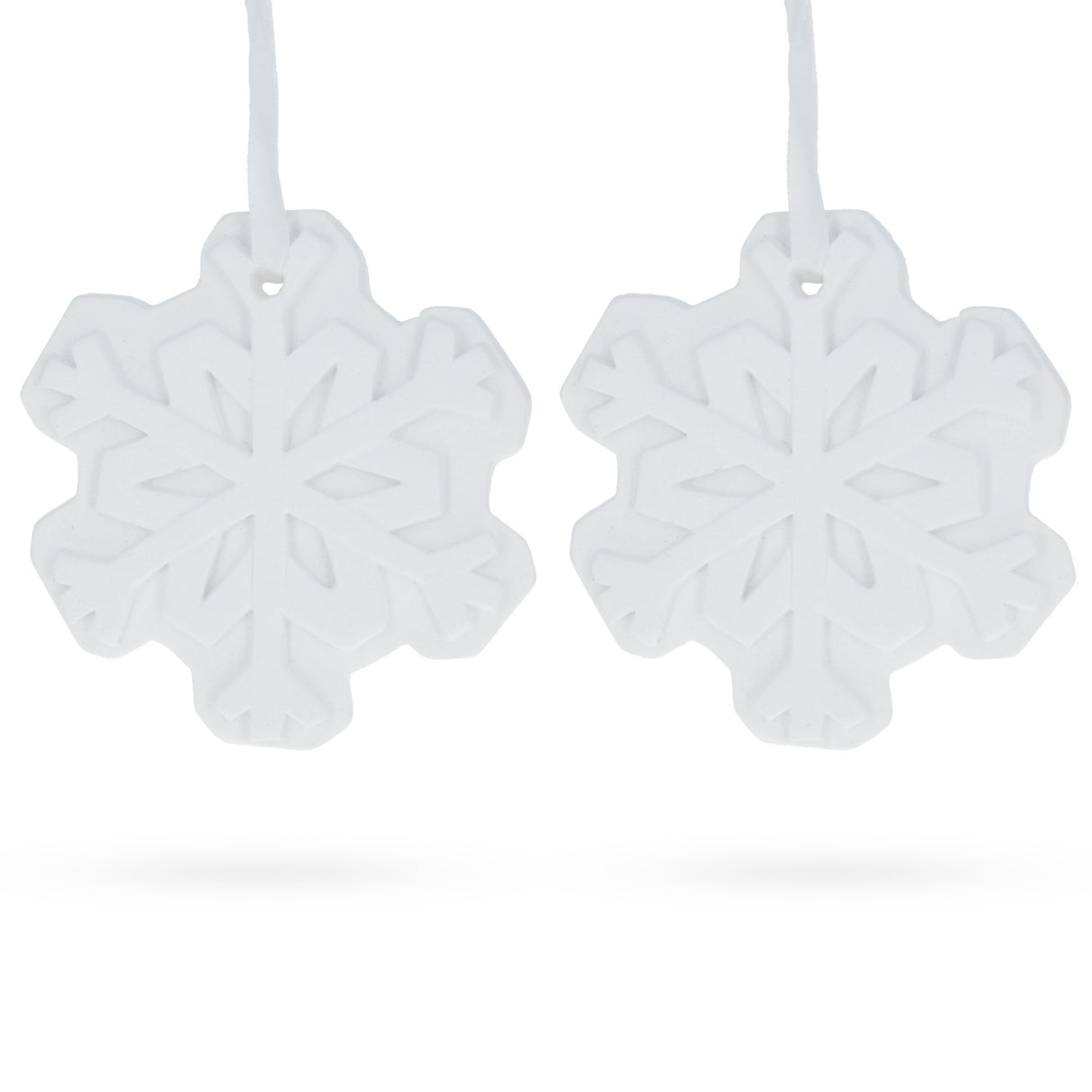 Set of 2 Blank Unfinished White Plaster Snowflake Christmas Ornaments DIY Craft 3.6 Inches in White color, Star shape