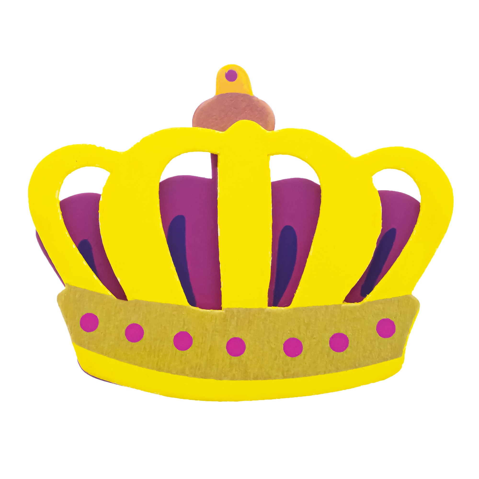 Painted Wooden Crown Cutout DIY Craft 3.7 Inches in Yellow color