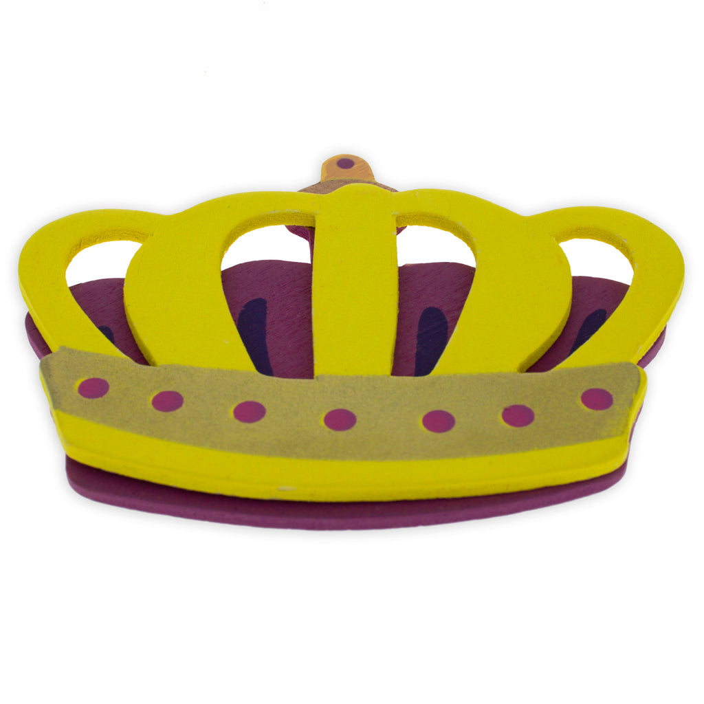 Wood Painted Wooden Crown Cutout DIY Craft 3.7 Inches in Yellow color