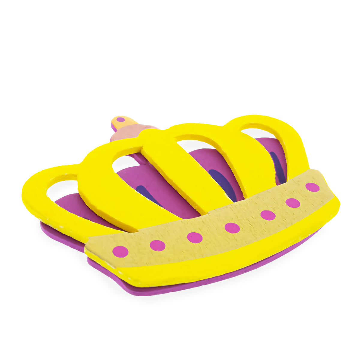 Painted Wooden Crown Cutout DIY Craft 3.7 Inches in Yellow color,  shape
