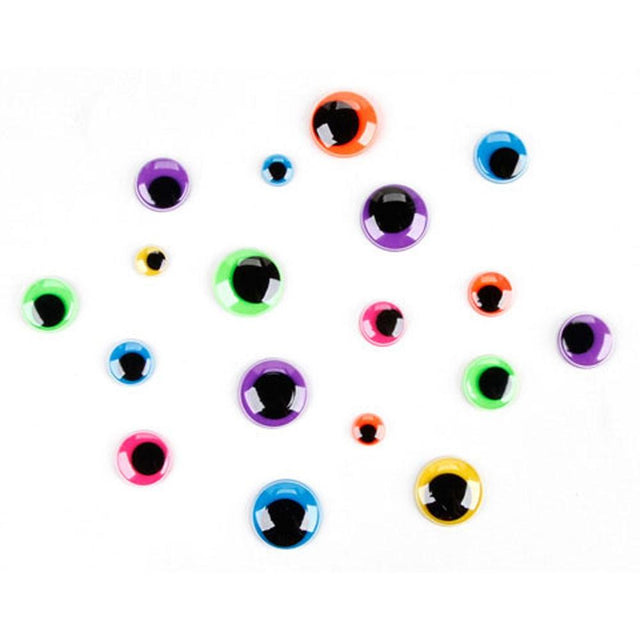 Set of 160 Neon Adhesive Eyes 0.4 - 1 Inch in Multi color