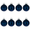 Glass Set of 8 Shiny Blue Glass Christmas Ball Ornament DIY Craft 2.6 Inches in Blue color Round