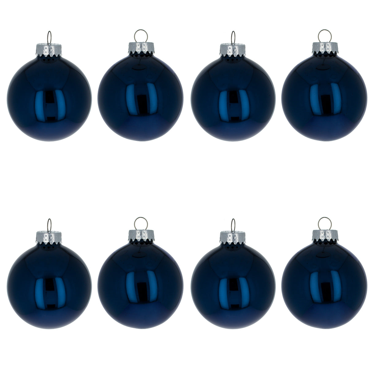 Glass Set of 8 Shiny Blue Glass Christmas Ball Ornament DIY Craft 2.6 Inches in Blue color Round