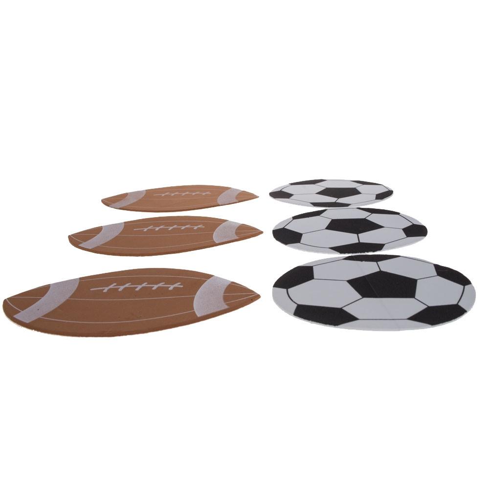 12 Foam Football, Baseball, Basketball, Soccer Ball Cutouts DIY Craft ShapesChina , dimensions in inches: 5.75 x 4.25 x 4.25