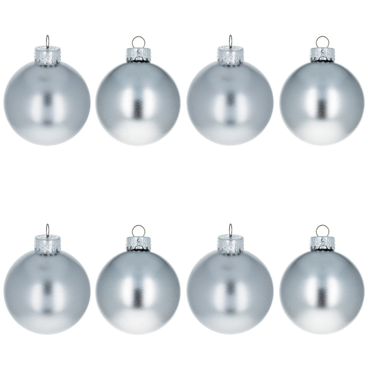 Set of 8 Shiny Silver Glass Christmas Ball Ornament DIY Craft 2.6 Inches in Silver color, Round shape