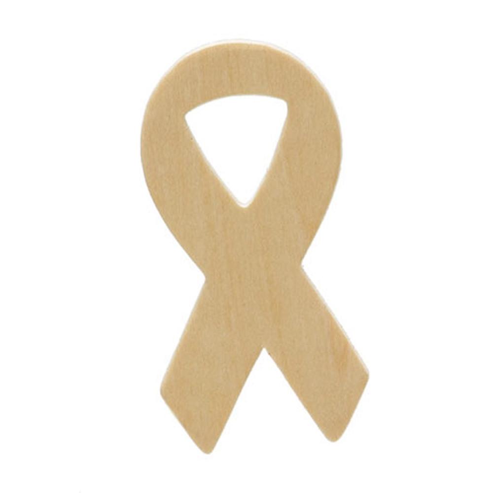 Wood Unfinished Wooden Awareness Ribbon Cutout DIY Craft 3 Inches in Beige color