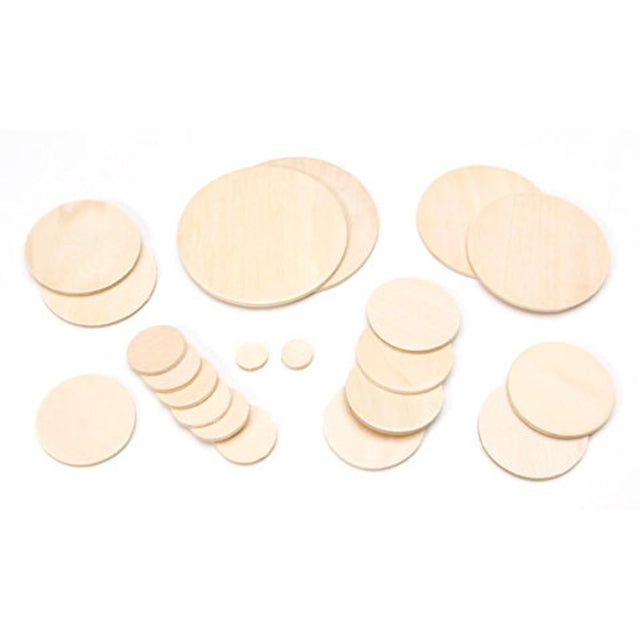 Wood Set of 21 Unfinished Wooden Circle Shapes Cutouts DIY Crafts 3 Inches in Beige color