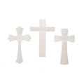 Set of 3 Unfinished Wooden Crosses Shape Cutouts DIY Crafts 9.5 Inches in Beige color