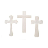 Set of 3 Unfinished Wooden Crosses Shape Cutouts DIY Crafts 9.5 Inches in Beige color