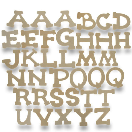 Wood Set of 36 Miniature Unfinished Unpainted Wooden Blank Alphabet Letters 1.75 Inches in Beige color