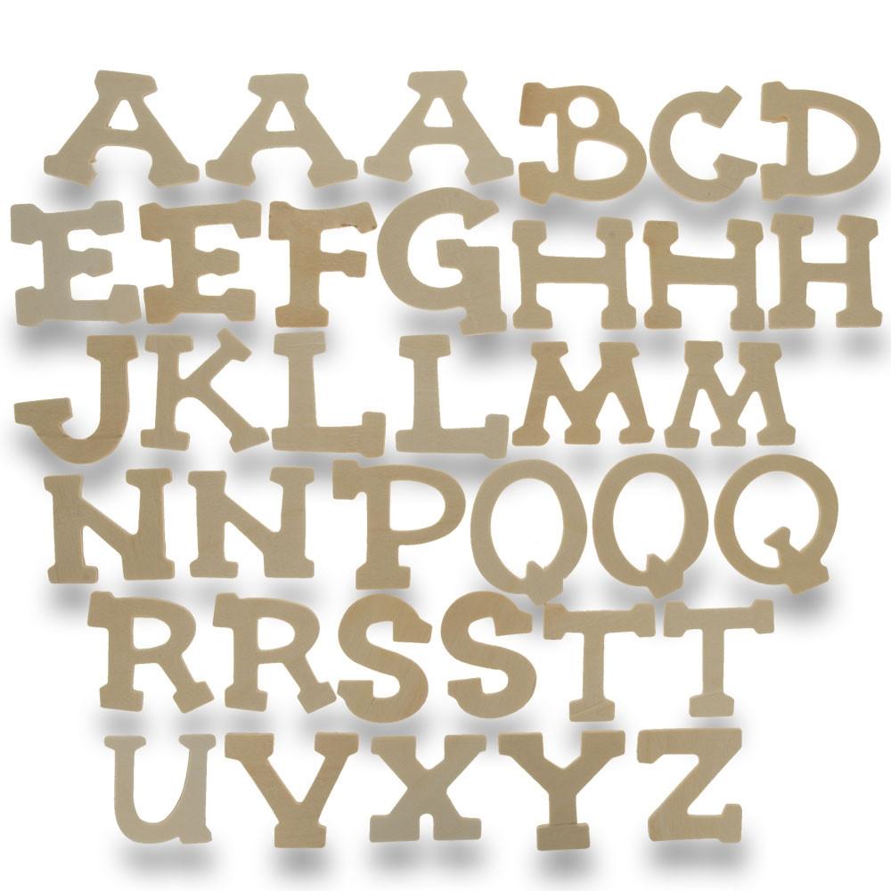 Set of 36 Miniature Unfinished Unpainted Wooden Blank Alphabet Letters 1.75 Inches in Beige color