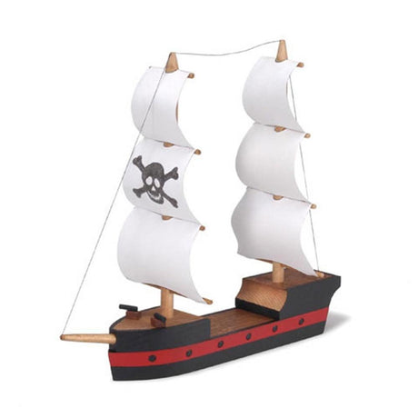 Wood Wooden Pirate Ship DIY Craft Kit 4.25 Inches in Multi color