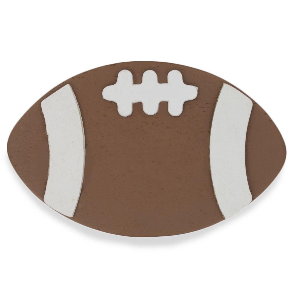 Painted Finished Wooden Football Shape Craft Cutout 4 Inches in Brown color, Oval shape