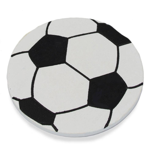 Finished Painted Wooden Soccer Ball Shape Cutout DIY Craft 3.25 Inches in Multi color, Round shape