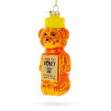 Honey Bear Bottle Blown Glass Christmas Ornament in Orange color