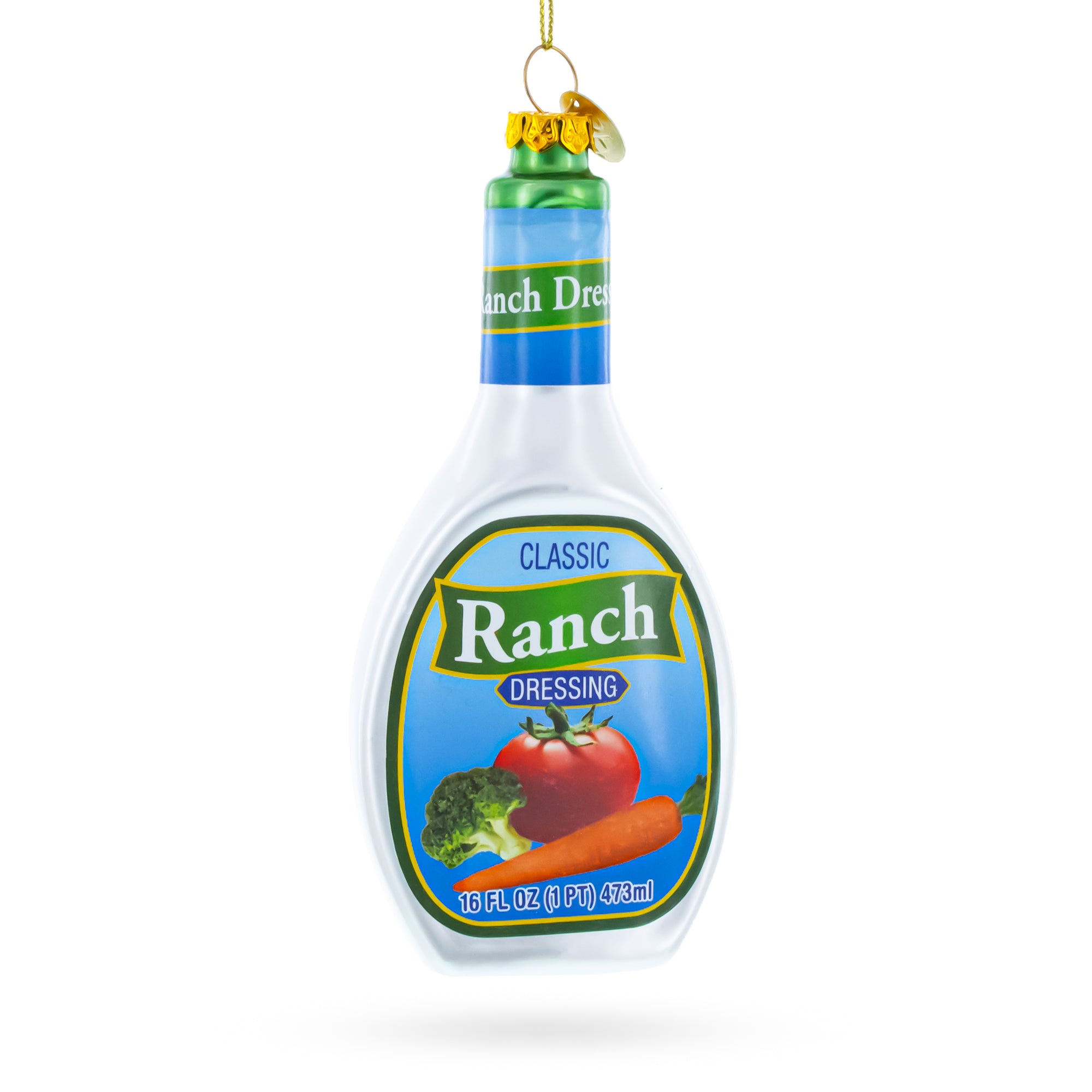Ranch Dressing Bottle Glass Christmas Ornament in Multi color Figurine