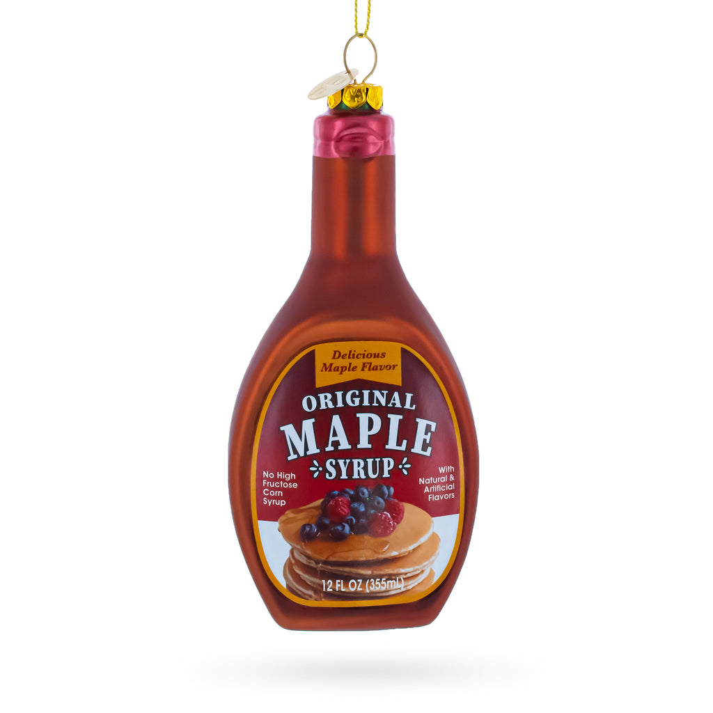 Maple Syrup Bottle Glass Christmas Ornament in Orange color Figurine