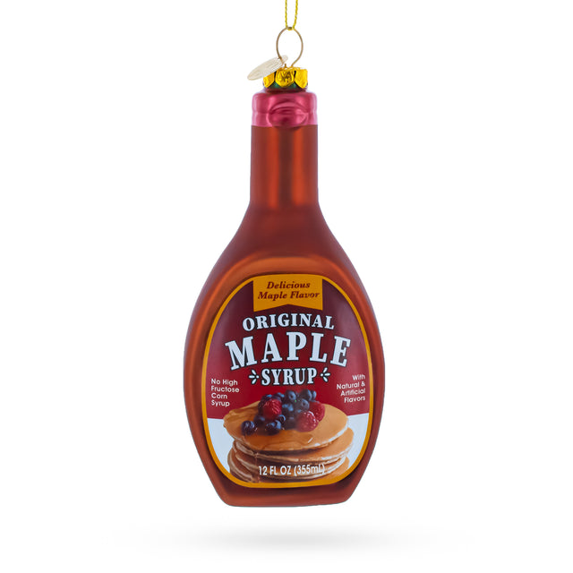 Maple Syrup Bottle Blown Glass Christmas Ornament in Orange color