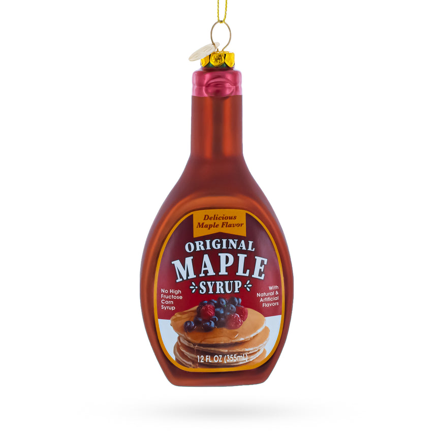 Maple Syrup Bottle Blown Glass Christmas Ornament in Orange color