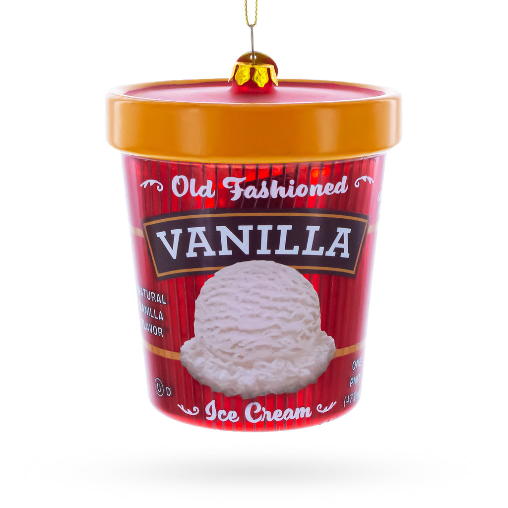 Vanilla Ice Cream Pint Glass Christmas Ornament in Red color Figurine
