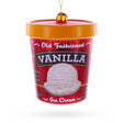 Vanilla Ice Cream Pint Blown Glass Christmas Ornament in Red color