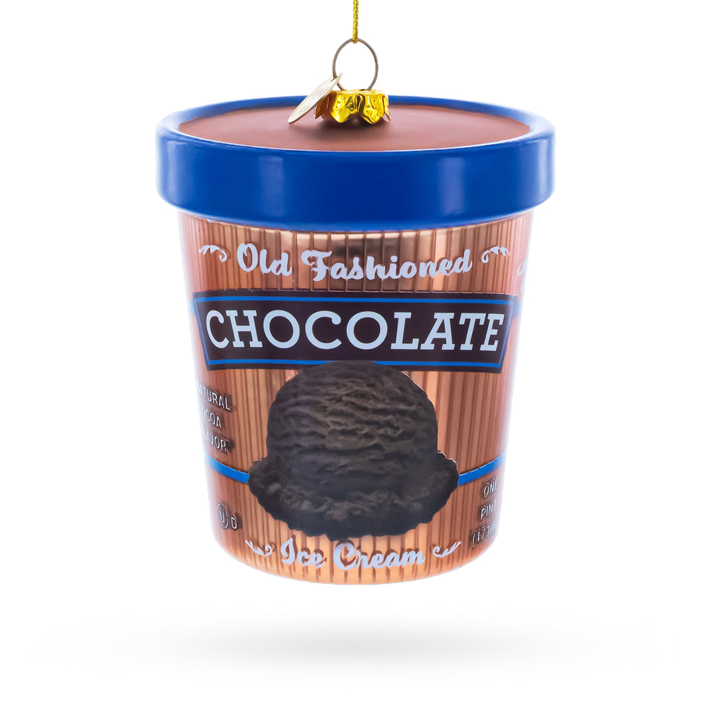 Chocolate Ice Cream Pint Glass Christmas Ornament in Brown color Figurine