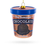 Chocolate Ice Cream Pint Blown Glass Christmas Ornament in Brown color