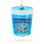 Cookies and Cream Ice Cream Pint Blown Glass Christmas Ornament in Blue color