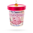 Strawberry Ice Cream Pint Blown Glass Christmas Ornament in Multi color