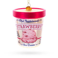 Strawberry Ice Cream Pint Glass Christmas Ornament in Pink color Figurine