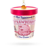 Strawberry Ice Cream Pint Blown Glass Christmas Ornament in Multi color