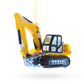 Digger Excavator Glass Christmas Ornament in Yellow color Figurine