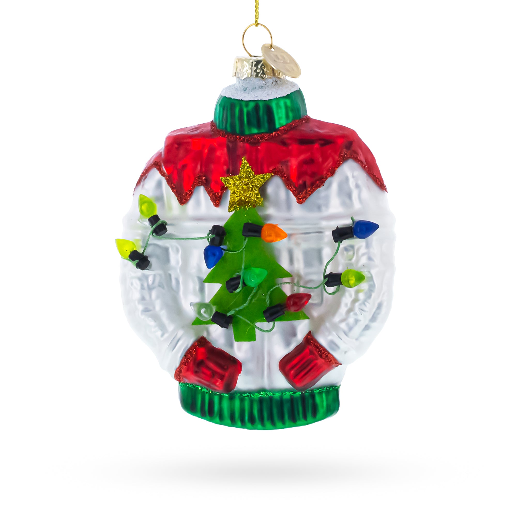 Ugly Christmas Sweater Blown Glass Christmas Ornament in Multi color Figurine