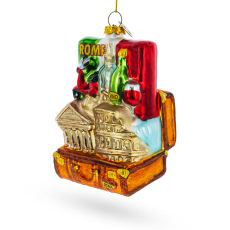 Landmarks of Rome, Italy Blown Glass Christmas Ornament in Multi color