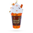 Pumpkin Spice Drink Blown Glass Christmas Ornament in Orange color