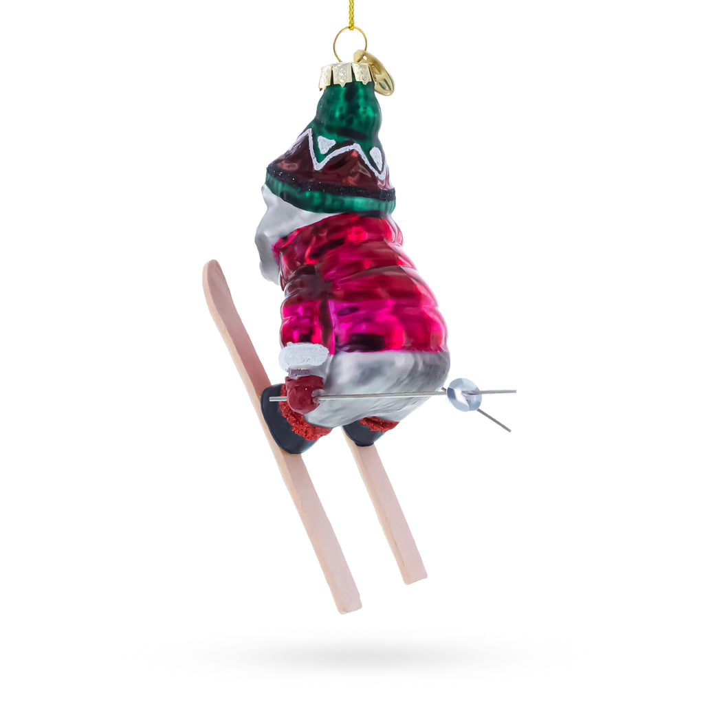 Raccoon Skier with Goggles Glass Christmas OrnamentChina , dimensions in inches: 5.6 x 2.6 x 3.4