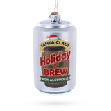 Holiday Beer Brew Can Blown Glass Christmas Ornament in White color