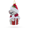 Koala with Present Glass Christmas Ornament in Multi color Figurine