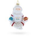 Santa Astronaut Glass Christmas Ornament in White color Figurine