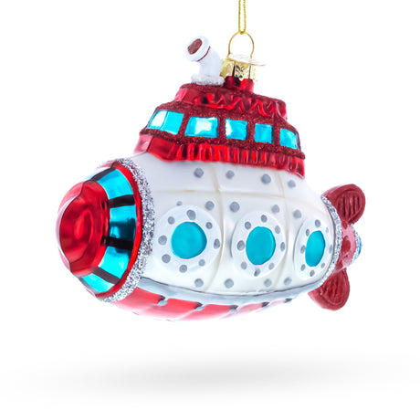 Retro Submarine Glass Blown Glass Christmas Ornament in Multi color