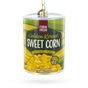 Golden Kernel Sweet Corn Can Blown Glass Christmas Ornament in Green color