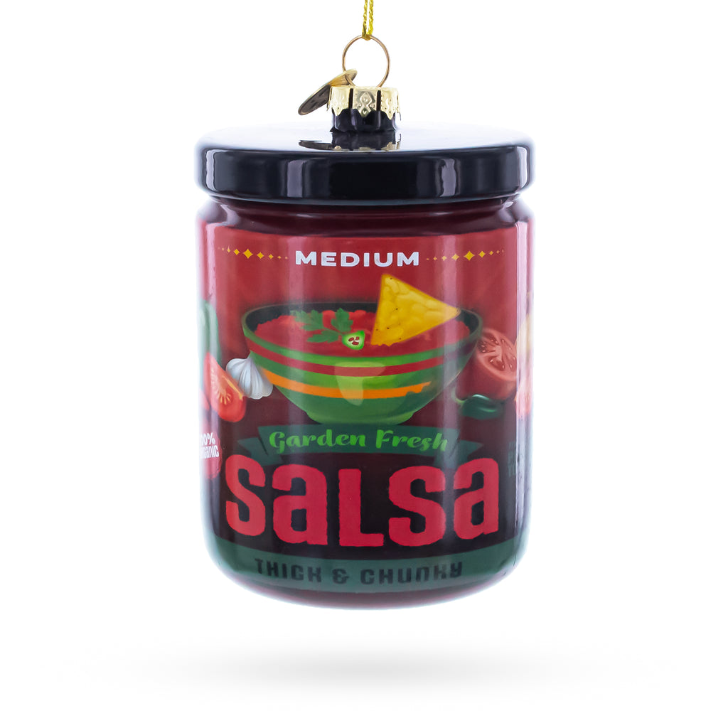 Fresh Salsa Jar Glass Christmas Ornament in Red color Figurine