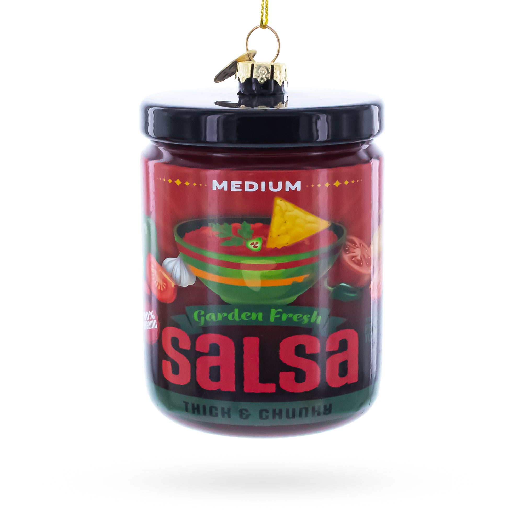Fresh Salsa Jar Glass Christmas Ornament in Red color Figurine