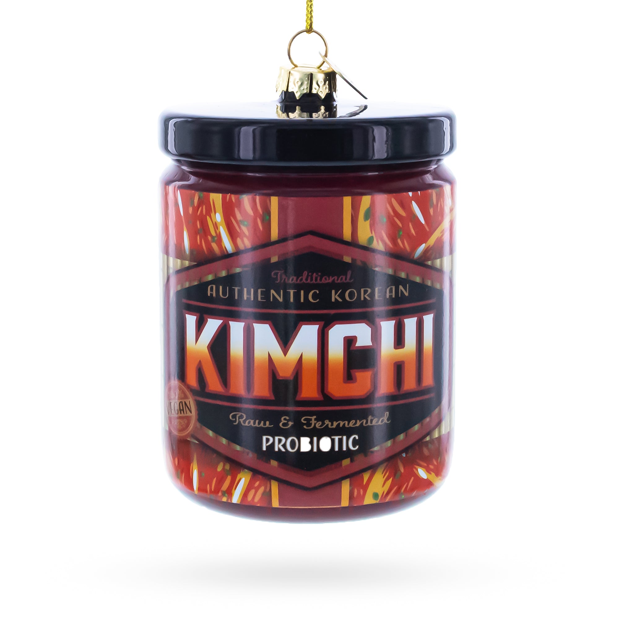 Spicy Kimchi Jar Glass Christmas Ornament in Brown color Figurine