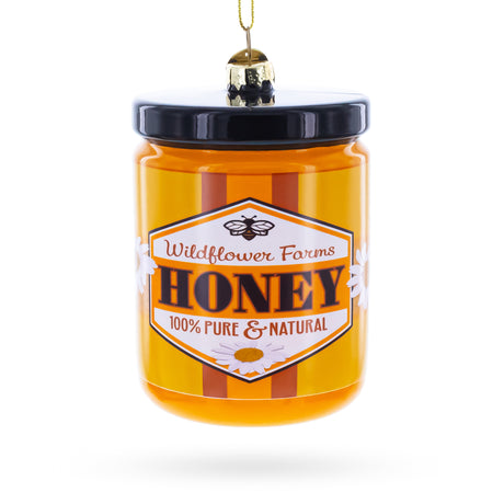 Honey Jar Blown Glass Christmas Ornament in Yellow color